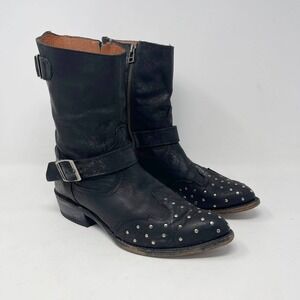 Harley Davidson Everly Boots Womens 9 Black‎ Distressed Leather Studs Moto Biker